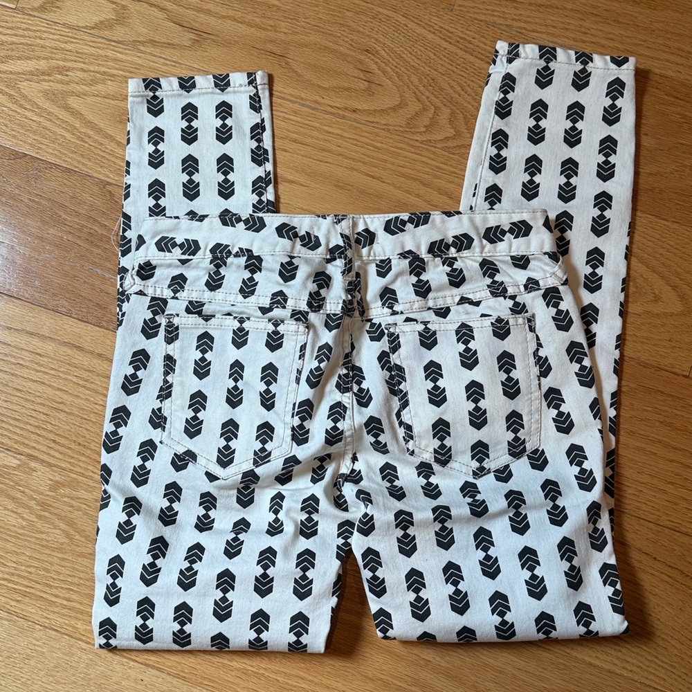 Free People Womens Arrowhead Skinny Jeans size 25 WhiteBlack Ankle Crop Low Rise - Picture 5 of 5